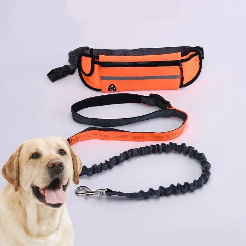 

Hands Free Dog Leash for Running Walking Reflective Leash with Waist Bag Retractable Elastic Belt Dog Traction Rope Pet Products