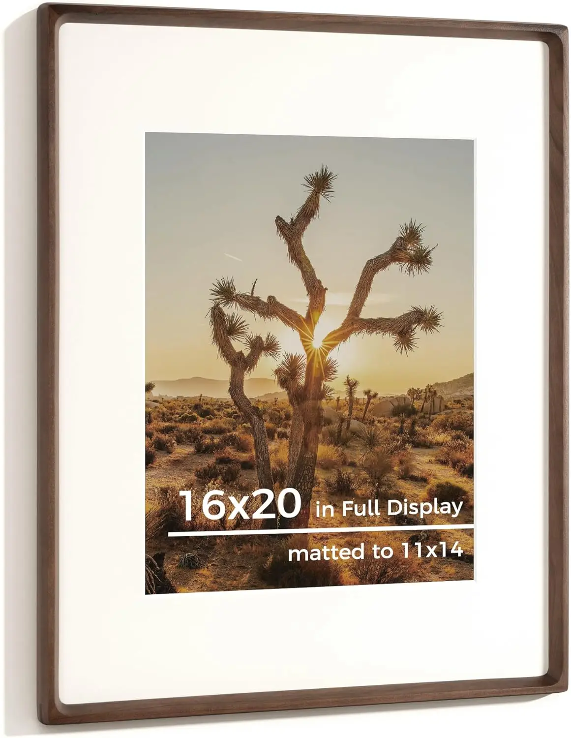 

Solid Wood Picture Frame 16x20 Handcrafted Natural Walnut with Real Glass for 11x14 with Mat or 16x20 Without Mat