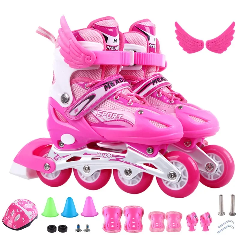Latest Children's Skates Adjustable Skates Full Set Of Flashing In-line Outdoor Practice Roller Skates