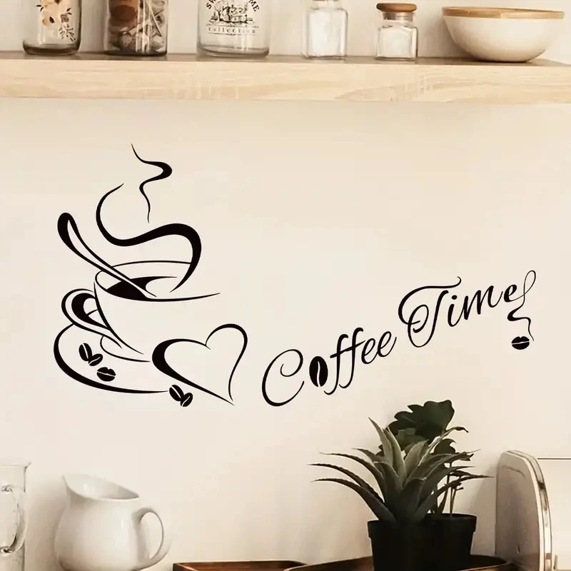 1 pc cartoon coffee enjoy time Vinyl Wall Sticker Home Decor Stickers For Home Decor Living Room kitchen Wall Art Decal