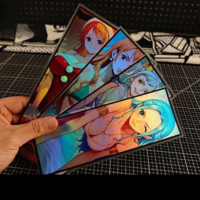 

One Piece Female Character Laser Sticker Japanese Anime Motorcycle Water Cup Waterproof Decorative Sticker Boa Hancock Nami