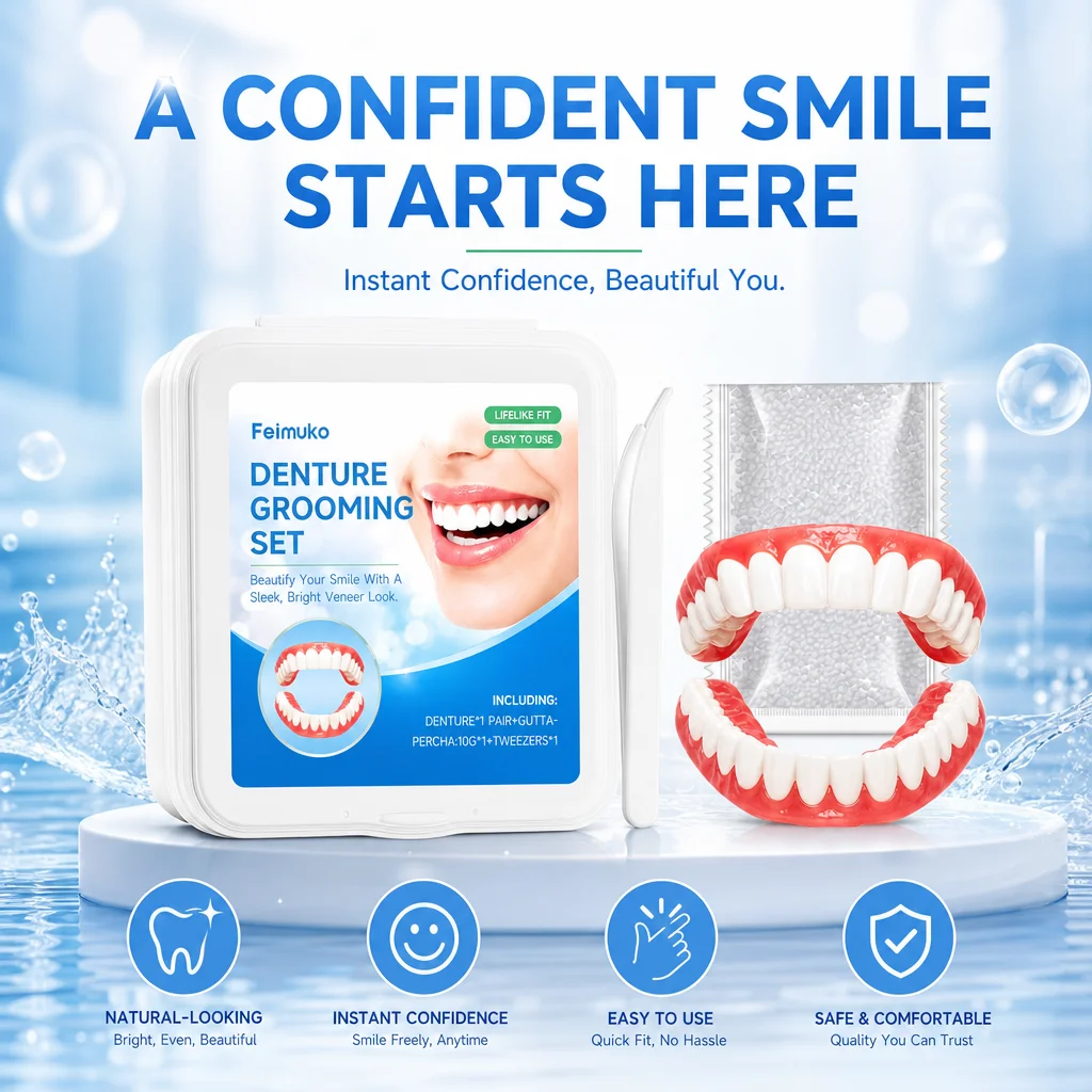 Instant Denture Kit Comfort Fit Veneers Reusable False Teeth Cosmetic Smile Shaper For Elegant Women Daily Wear Smile Management