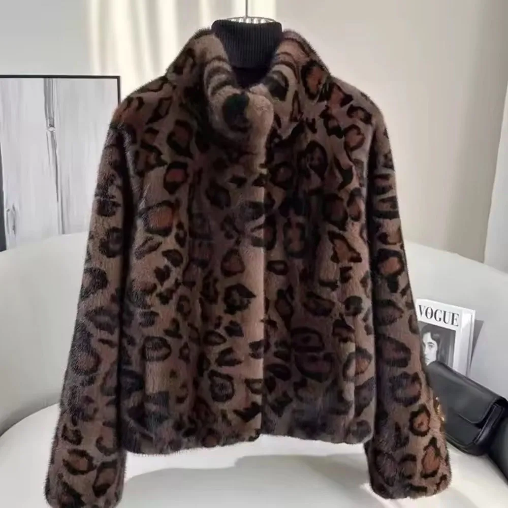 Herbst Und Winter Kurze Faux Nerz Leopard Pelzmantel Frauen Temperament Neue Mode High-End-Imitation Pelz Jacke Damen oberbekleidung