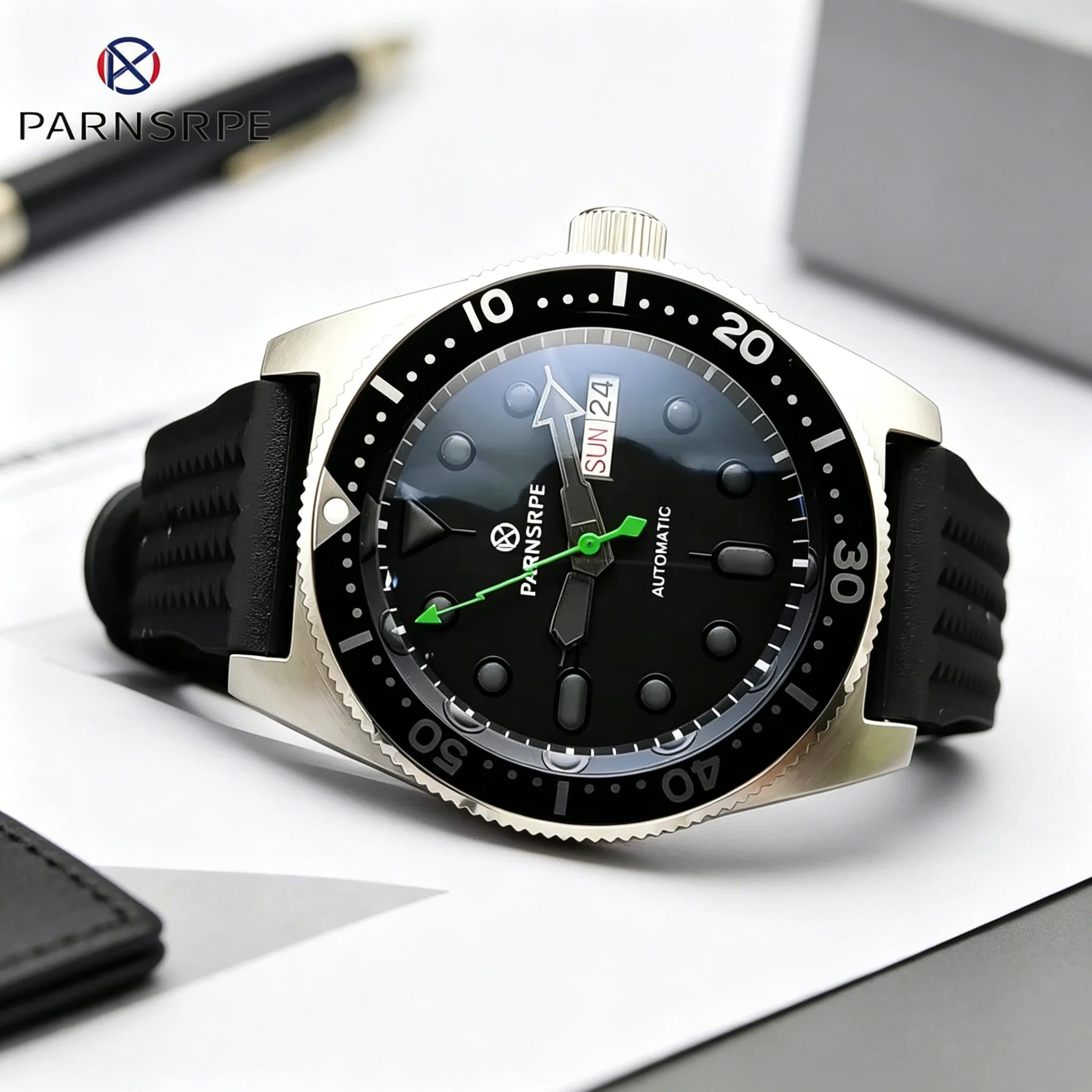 2026 New Model PARNSRPE Men's 40mm Automatic Mechanical NH36 Watch with Sapphire Glass and Stainless Steel Material