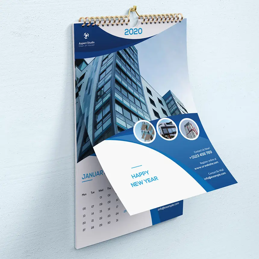 Custom Printed Colorful Wall Calendar Spiral Binding Table Calendar For Home And Office