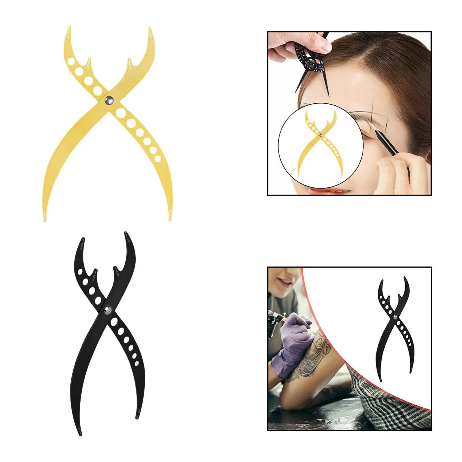 Righello per stencil per sopracciglia Strumento per assistente trucco Guida per stencil per sopracciglia in acciaio inossidabile Righello per misurazione sopracciglia per salone per ragazze