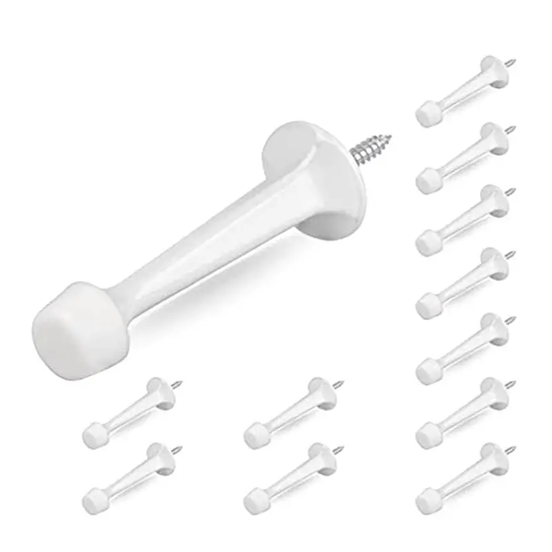 【ELEVATE LIFE】12Pcs Heavy Duty Solid Rigid Door Stops with Rubber Tips Zinc Die Cast Zinc Alloy Door Stops for Walls&Doors - Whi