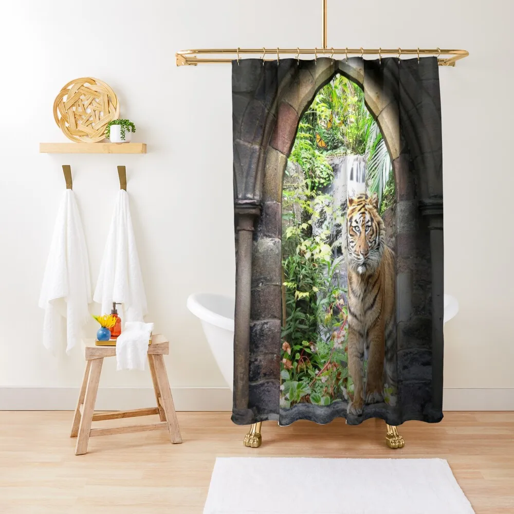 

Jungle Tiger Waterfall Shower Curtain Bathroom Box Cute Shower For The Bathroom Curtain