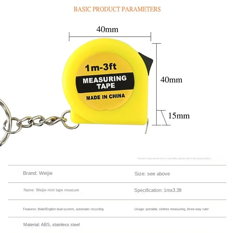 Mini Power Tape Measure Keychain Retractable Measuring Tape Universal Pull Ruler 1m Measuring Tape Meter Inch Tailor Tools