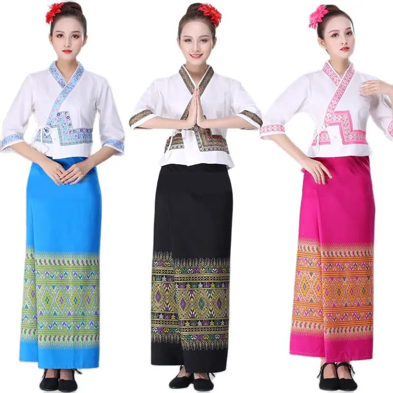 

Asian & Pacific Islands Ethnic Clothing Traditional Dai Costume Thailand Women's Suits Festival Party Gown Asia Living Dress