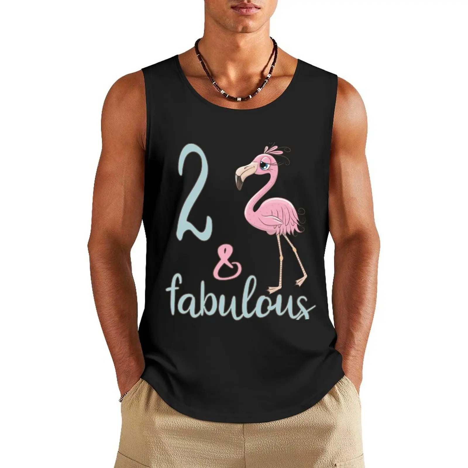 

2nd Bday Girl Gift Fabulous Flamingo 2 Years Old Toddler Birthday Party Outfit For 2T Daughter Niece Tank Top