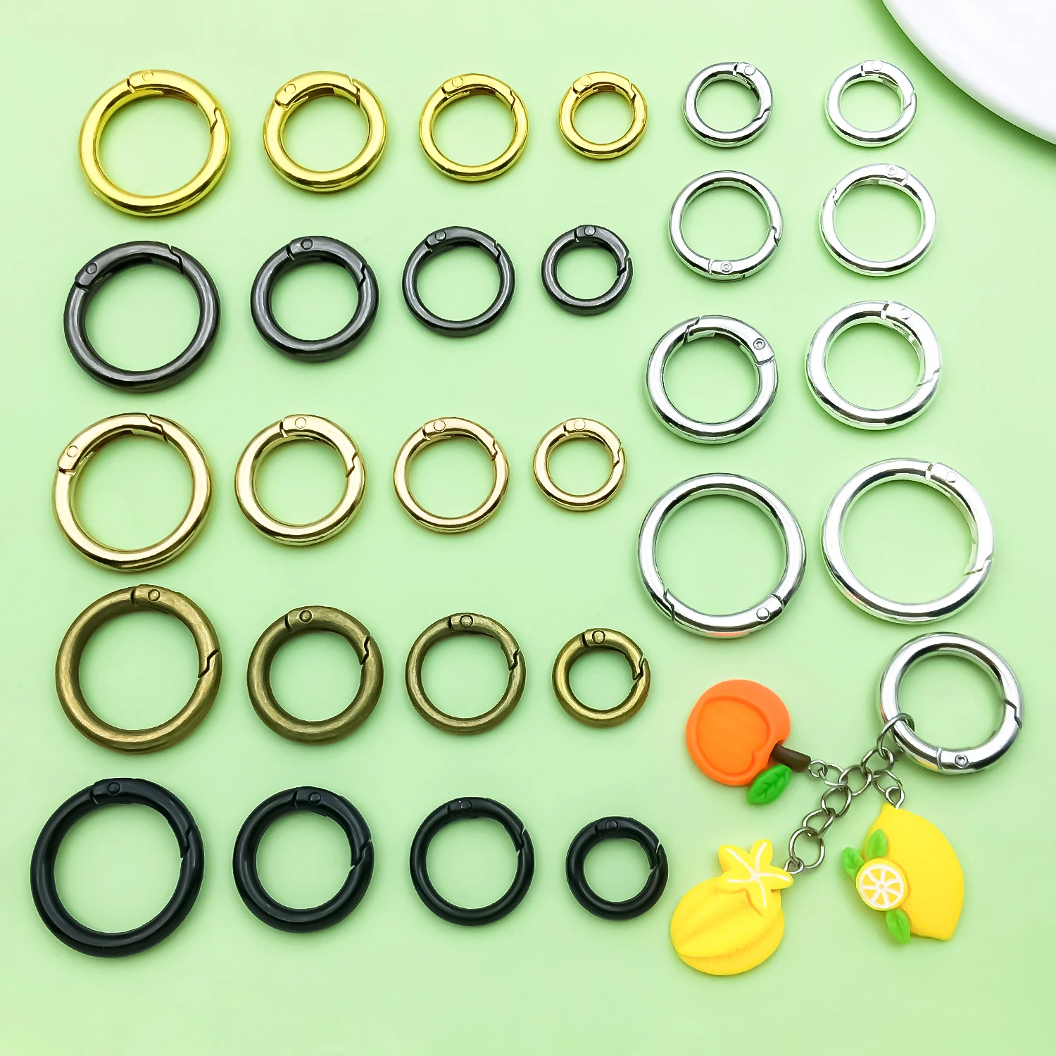 20pcs Spring Gate Rings for DIY Keychain Making