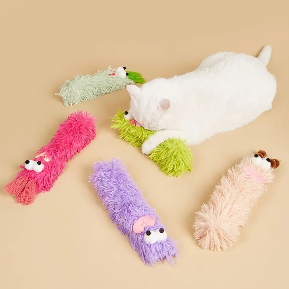 1 Pc Funny Cat Pillow Teaser Toys Colorful Caterpillar Shape Catnip Self-Hi Bite Toys Home Pet Relieve Boredom Playing Toys