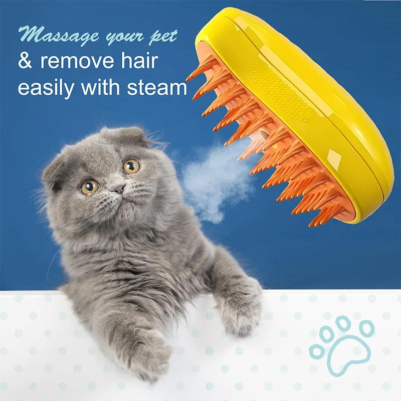 Cat Steam Brush, 3in1 Cat Steamy Floating Hair Brush, Cat Spray Massage Comb, Rechargeable Cat Slicker Brush With Liquid Inlet S