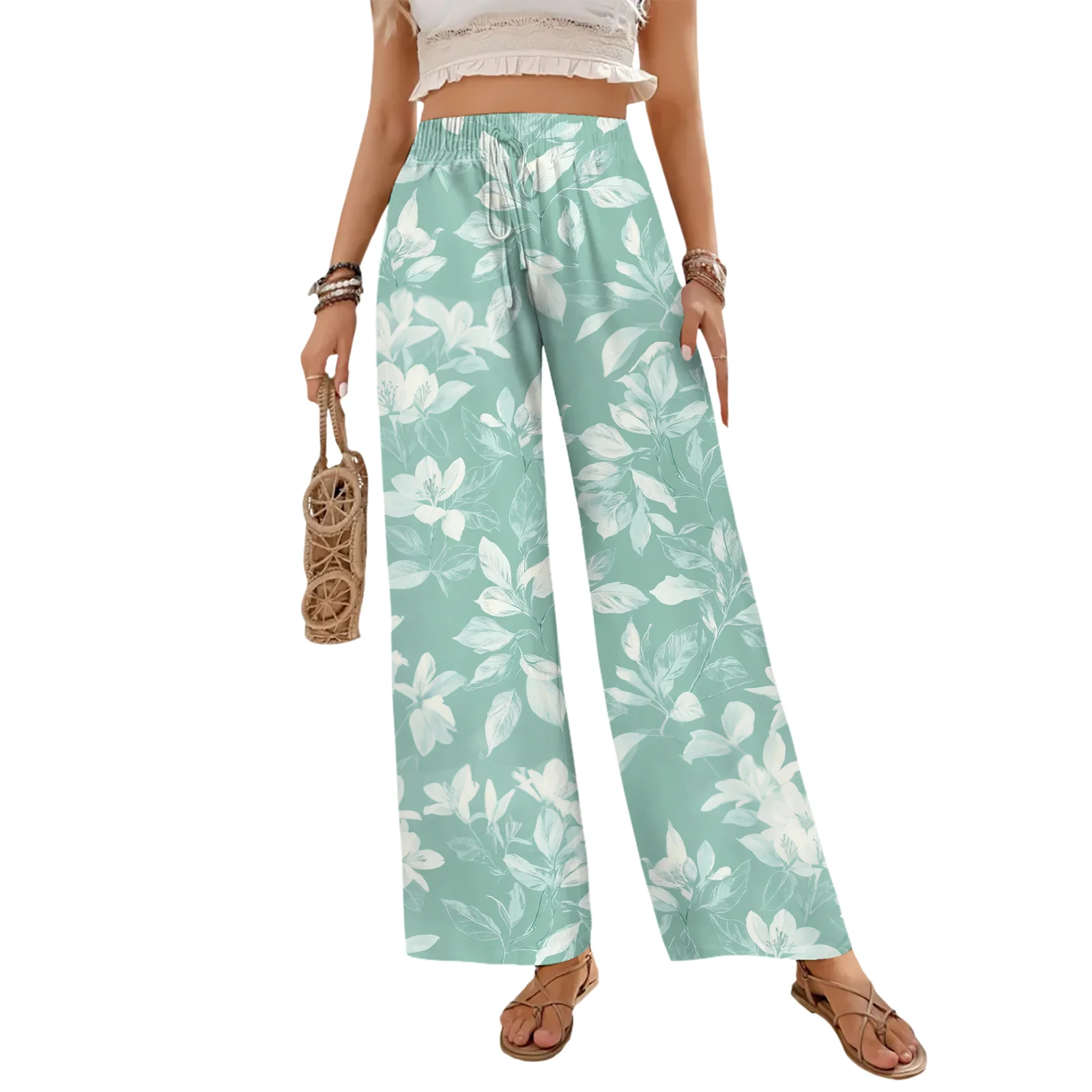 

Women's new wide-leg pants High waist Adjustable knot Loose slacks Business work slacks