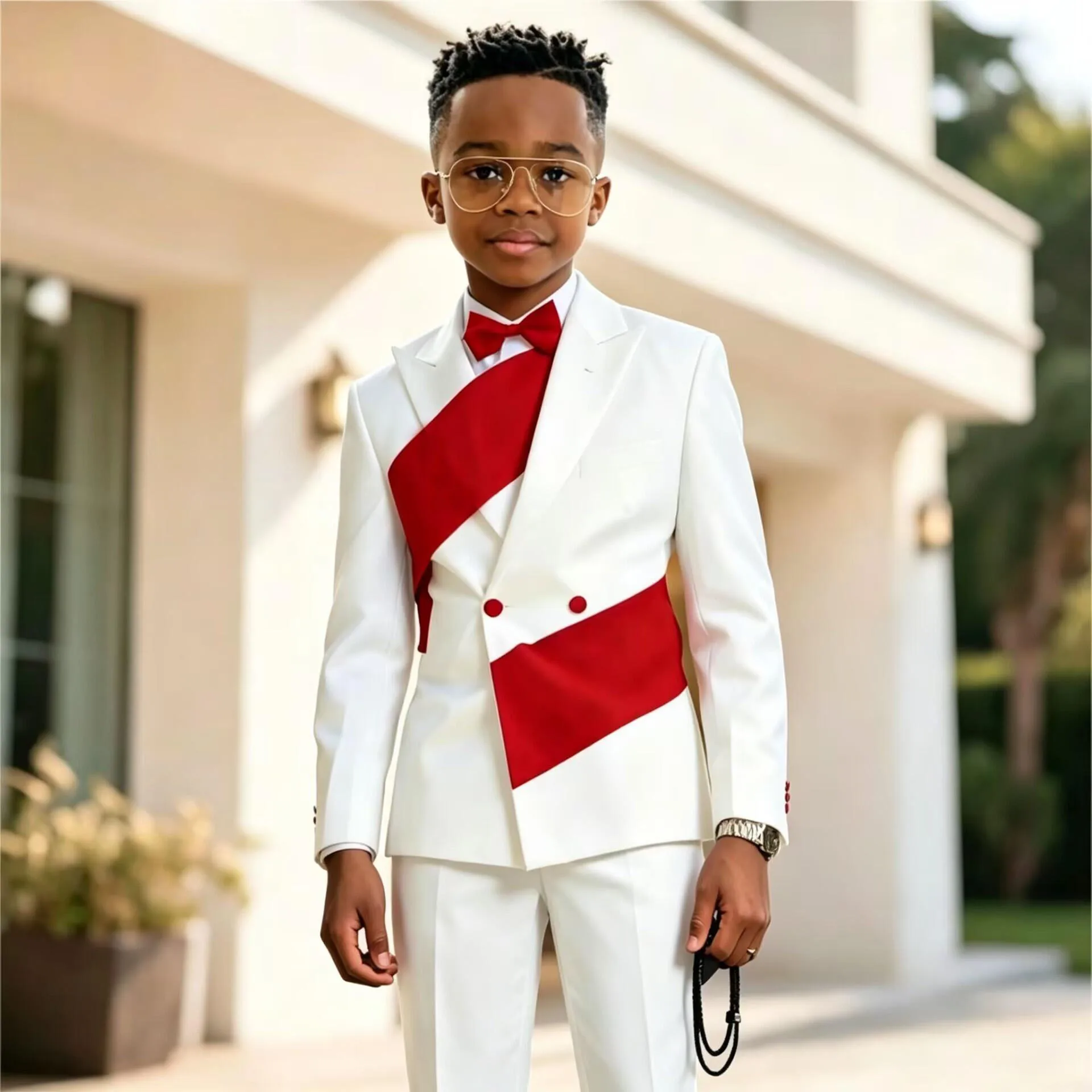 

Wedding Flower Boy Suit 2 Pieces Set Double Breasted Blazer Tuxedo for KIds Party Clothes Custom Size 2-16 Years Old Boy Suit