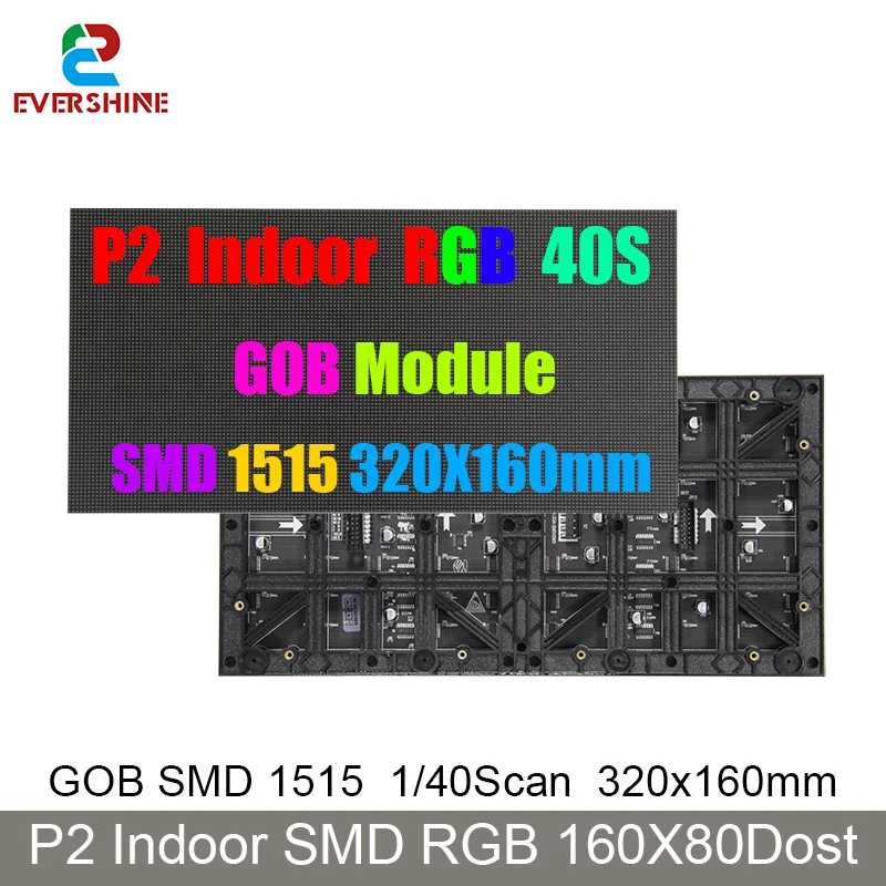 DIY P2 Indoor GOB LED Full Color Module 320*160mm 160*80 Pixels Matrix Display Anti-Collision RGB SMD1515 Lamp Beads Video Scree