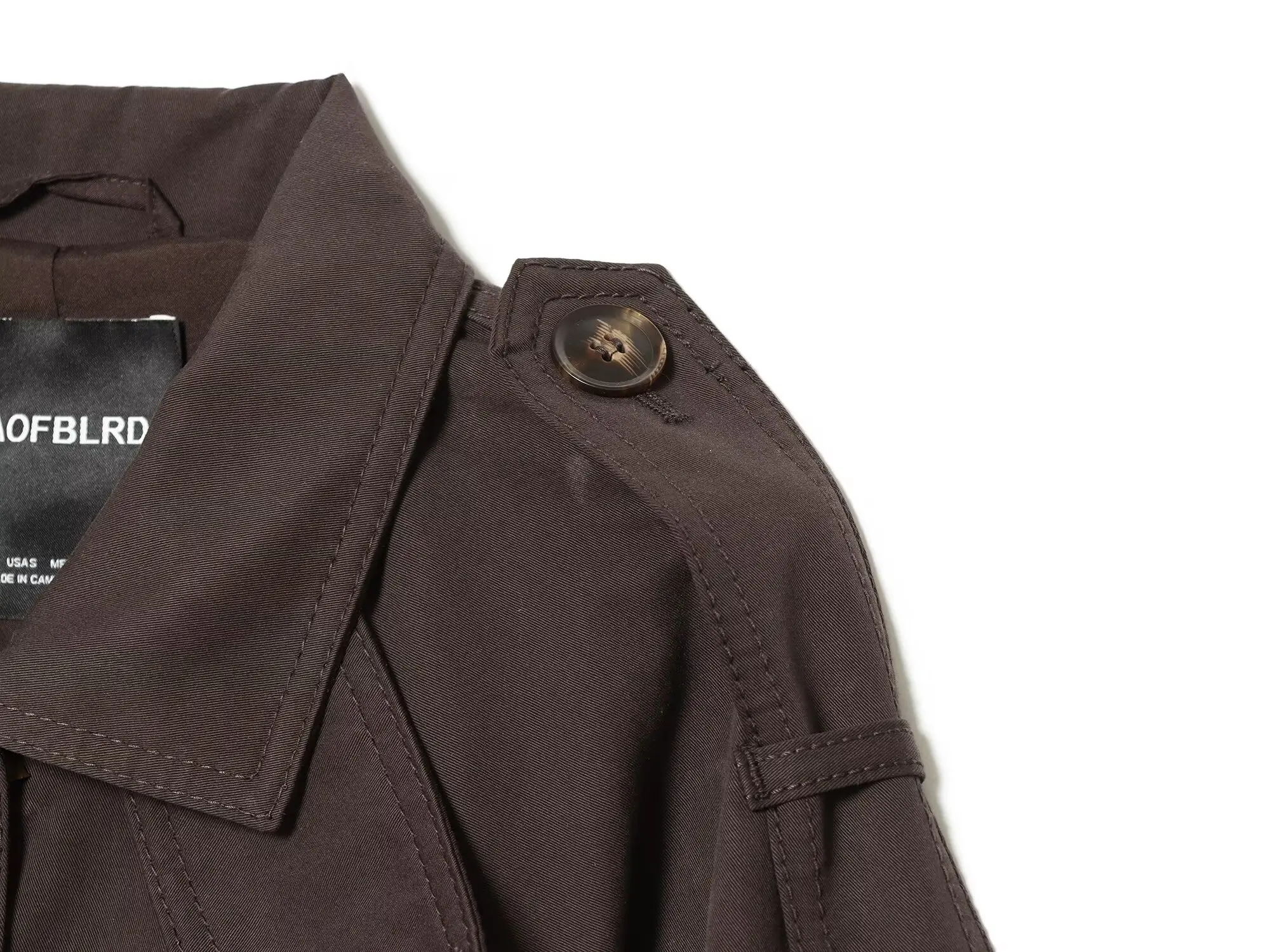 BSAY 2026 Minimalistischer Pendler-Damen-Kurzmantel mit Revers, Schulterklappen, Selbstbindegürtel, Lässige Langarm-Windjacke – Detail 8