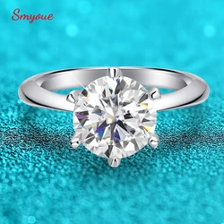 Smyoue 0.5-5CT Certified Moissanite Solitaire Ring for Women D Vvs1 Sparkling Wedding 925 Sterling Silver Lab Diamond Band GRA
