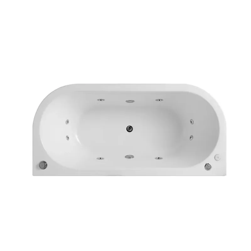 Hotel Villa Bathroom Air Jet Jacuzzi Oval Indoor Corner Jacuzzi with Light Emitting Diode Spa