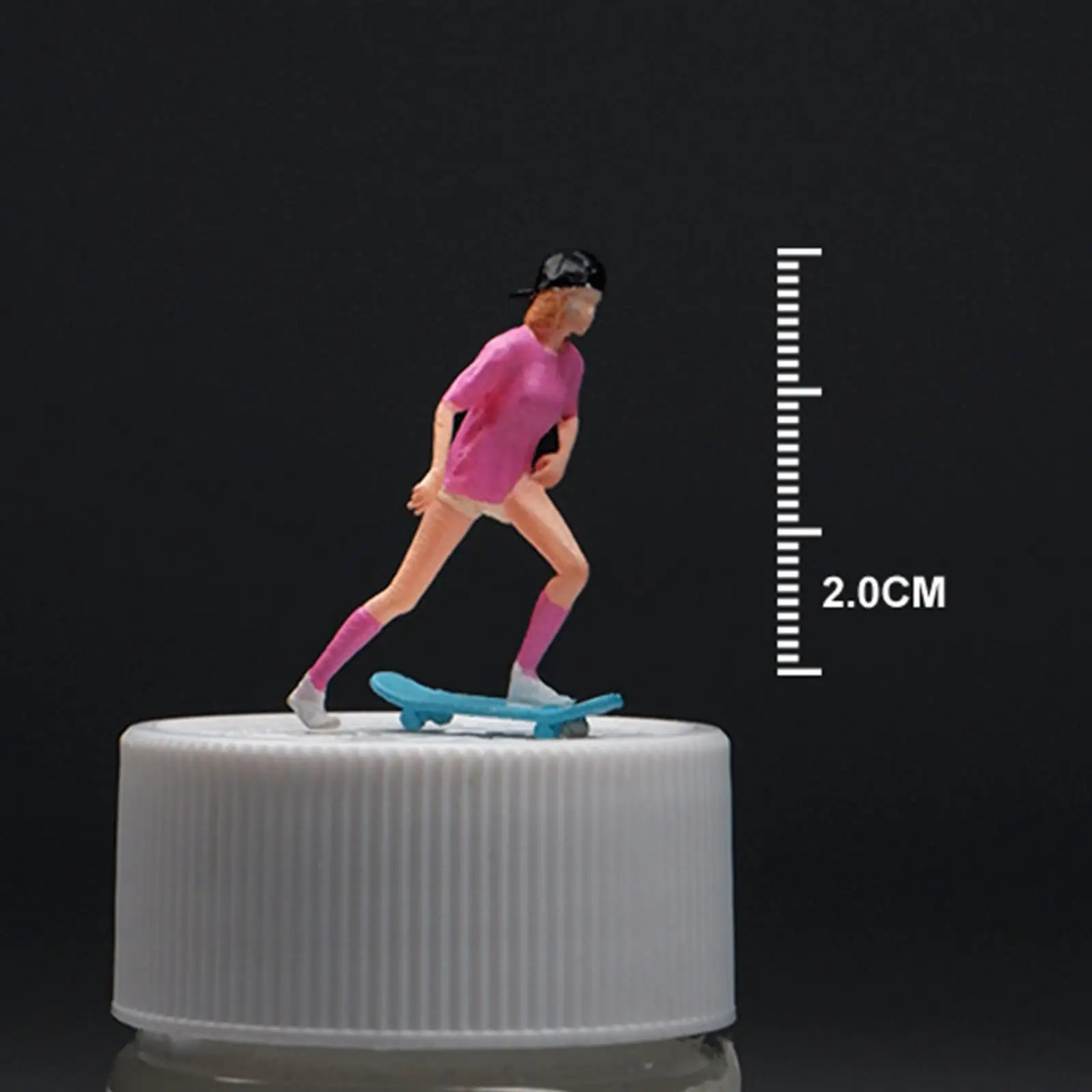 Figura do skate da menina, 1:64, modelo miniatura