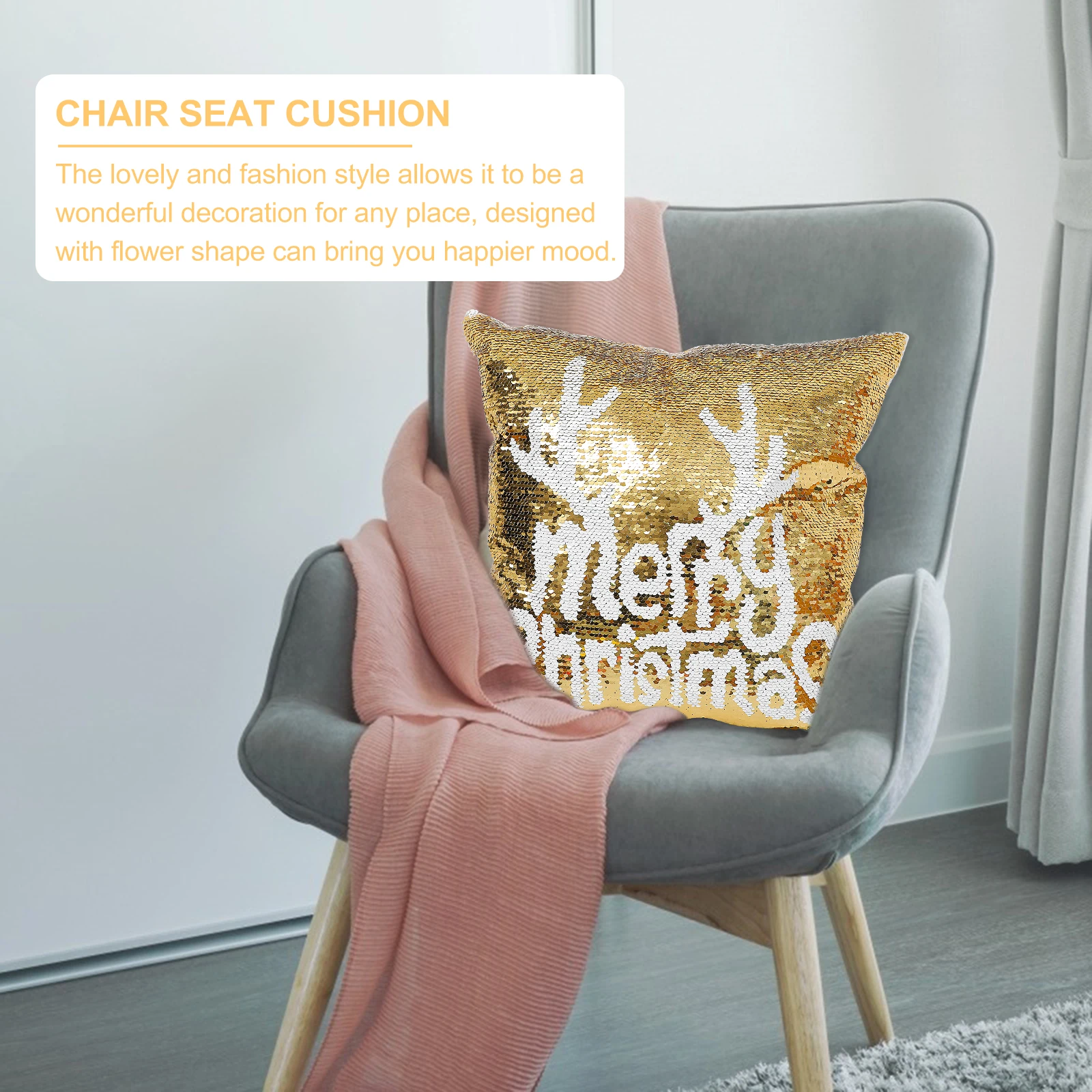 

2Pcs Snowflake Sequined Glitter Christmas Decor Bedroom Living Room Car Office Christmas Pillow Cover Home Textiles