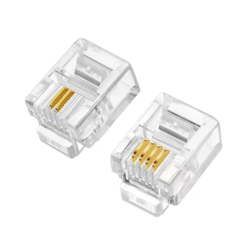 10/20/50/100PCS RJ11 6P2C 6P4C 6P6C 4P4C Telephone Internet Modular Plug Jack RJ11 Connector RJ-11 Crystal Heads Gold-Plated