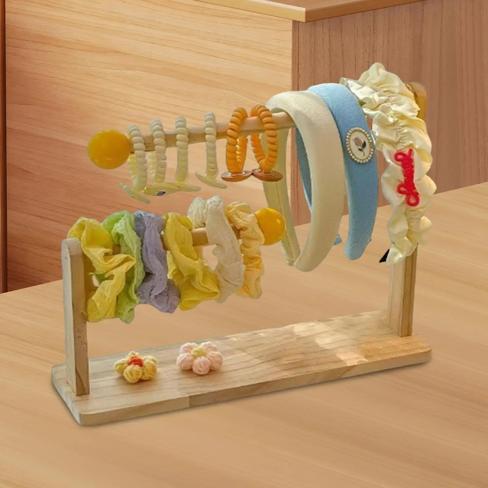 

Wooden Hair Tie Holder Jewelry Stand Sturdy Bracelet Earring Organizer