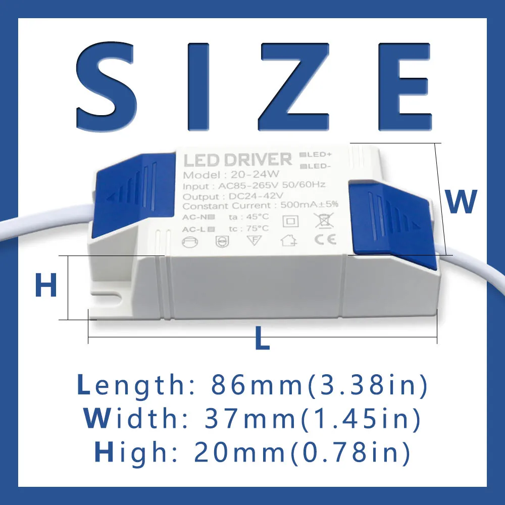 DC24-42V LED Power Supply 20-24W 500mA 600mA LED Driver Adapter AC85-265V Lighting Transformer For LED Panel Light Downlight DIY