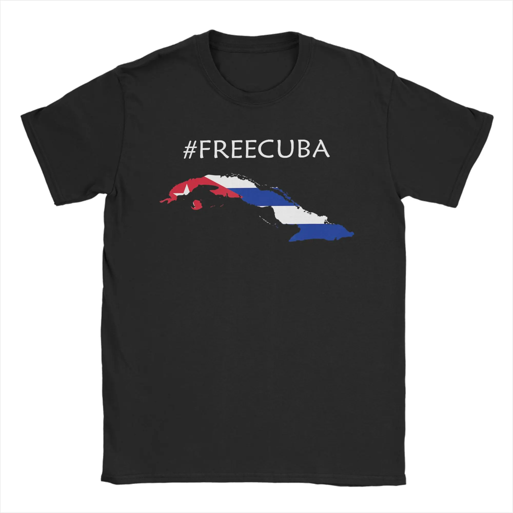 Funny Free Cuba Cuban Flag Free Cuba Viva Cuba Libre T-Shirts Men O Collar Pure Cotton T Shirt Short Sleeve Tee Shirt Printing