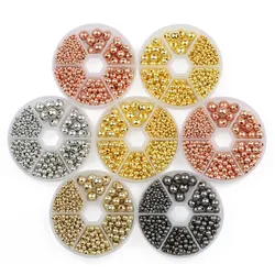 550pcs 3-10mm CCB Gold Silver Color Spacer Beads Set Box Round Loose Beads Charms Kit For Jewelry Making DIY Bracelets Necklaces