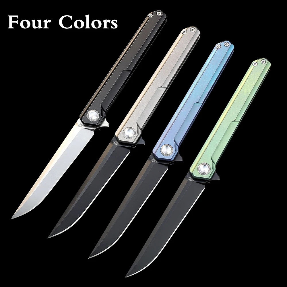 Knife Outdoor  Survival  D2 Steel Folding Knife Titanium Alloy Tool Handle Tactical Pocket Knife For Men Self Defense