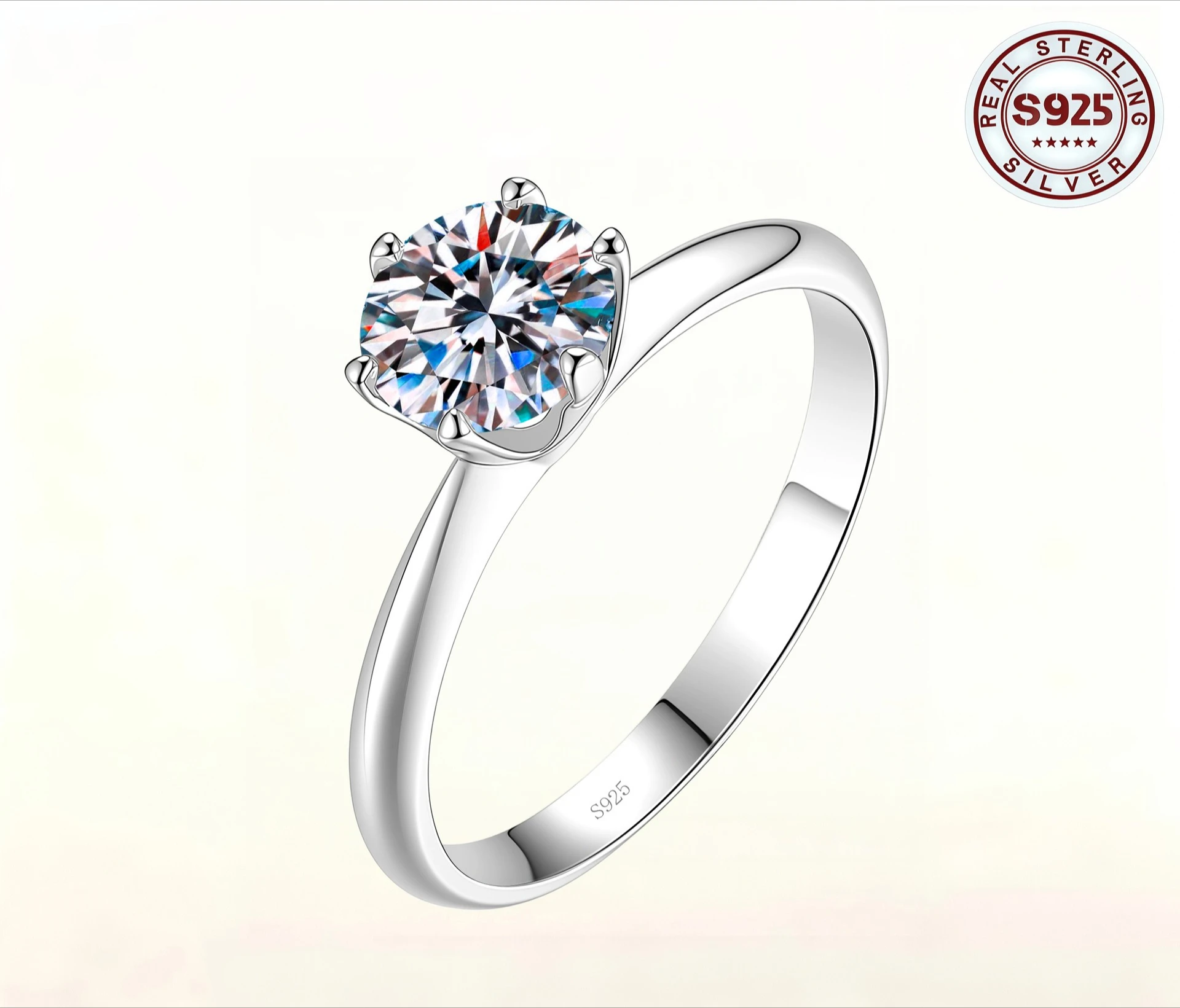 Moissanite GRA D VVS1 6 Prong Setting Ring S925 Sterling Silver Fine Jewelry Minimalist Engagement Daily luxury Gift For Women