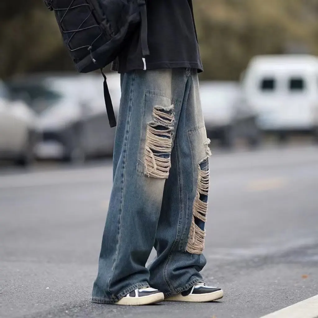 Jean de Style américain rétro pour femmes, ample, jambes larges, droit, décontracté, pantalon tendance, printemps automne, nouvelle collection