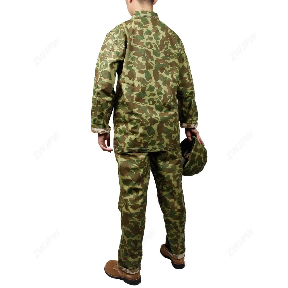 WWII US USMC PACIFIC CAMOUFLAGE FIELD UNIFORM JACKET SHIRT AND PANTS TROUSERS US/501105（No shoes, no helmet）