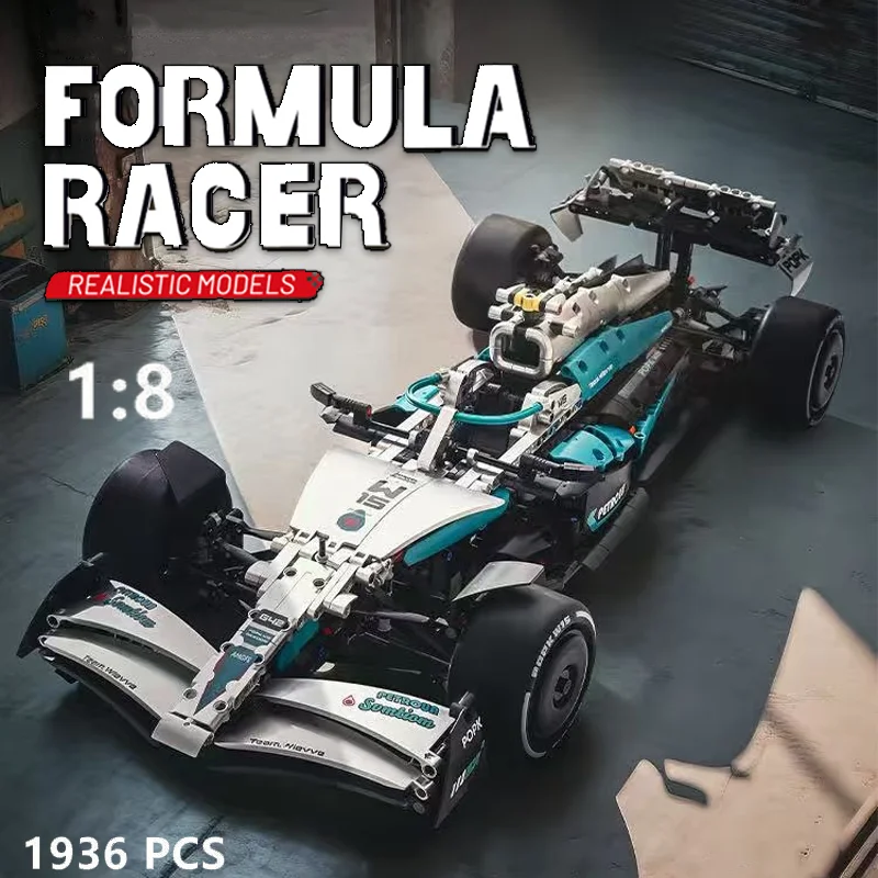 2025 NEW Technology 1:8 Scale Racing Car Building Block Set Mechanical MOC W15 Model Vehicle Assemble Toy Christmas Gift 1936Pcs