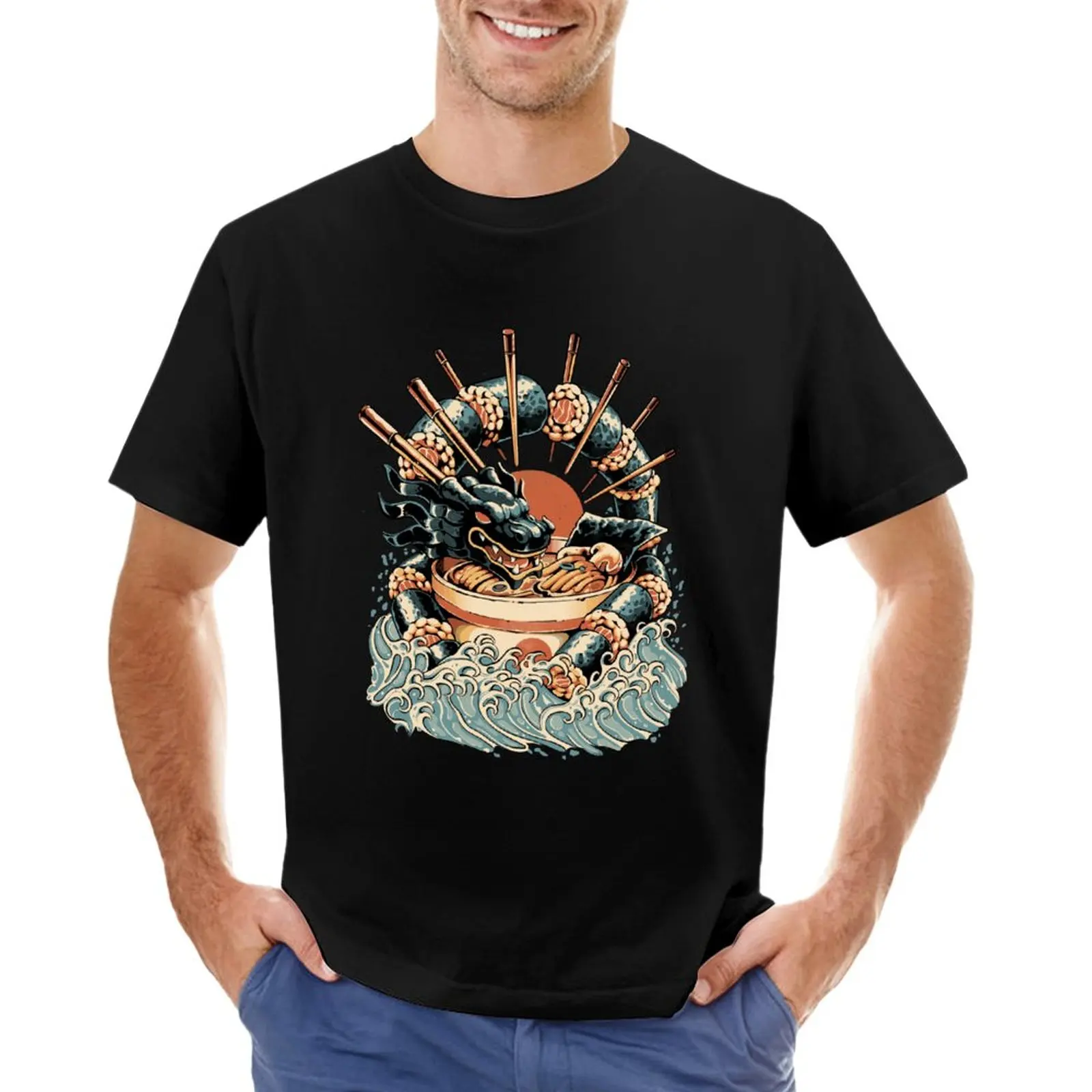 

Dragon Sushi Ramen - Black Version T-Shirt customized t shirts summer top fruit of the loom mens t shirts