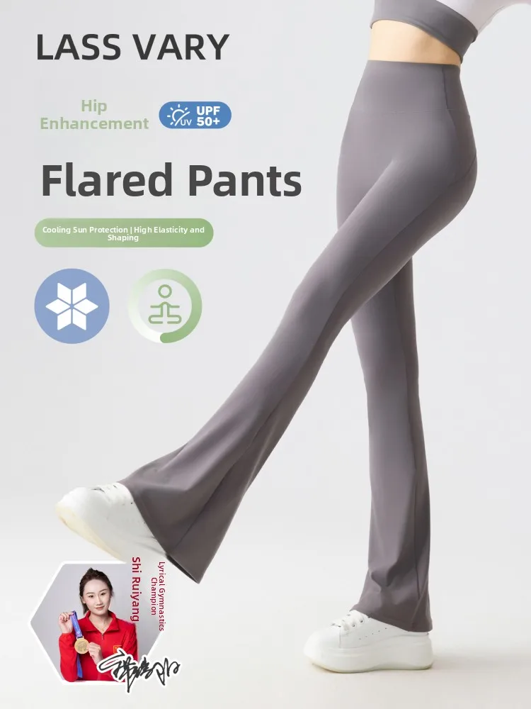 

Lass Vary High Waist Bell Bot Yoga Pants Women's Casual Summer Slimming Fitn arkskin Pants Tummy Control Leggings