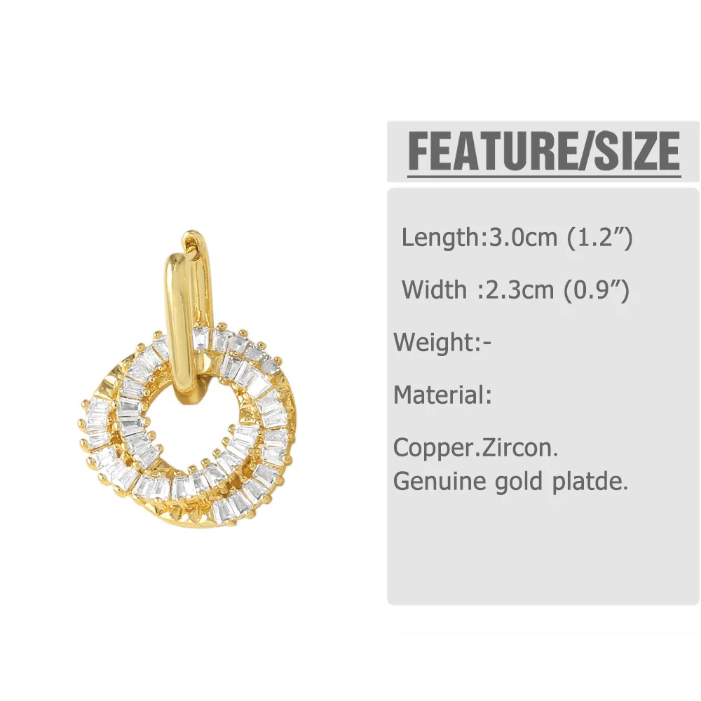 FLOLA Dainty Clear Crystal Round Earrings For Women Gold Plated Hoop Heart Dangle Earrings CZ Jewelry Gifts ersz55