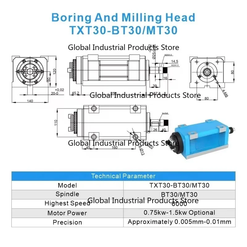 High Precision Power Head Drilling Machine - Fast Column Servo Boring Milling Reaming Tapping Gear with Motor for Precision Engi