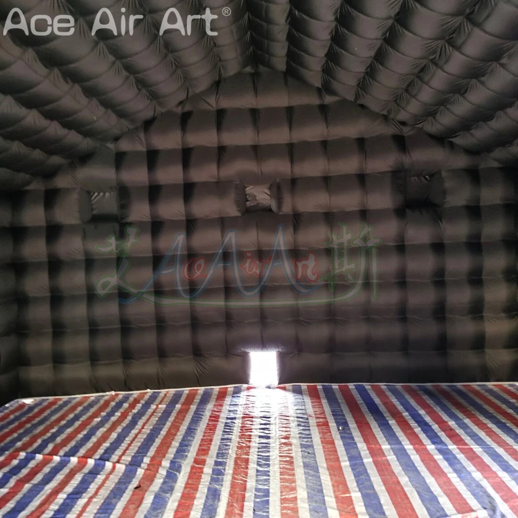 Inflatable Nightclub with Blowers 550W Large Black Inflatable Nightclub Party Tent for Adults Cube Gazebo Event House for Party