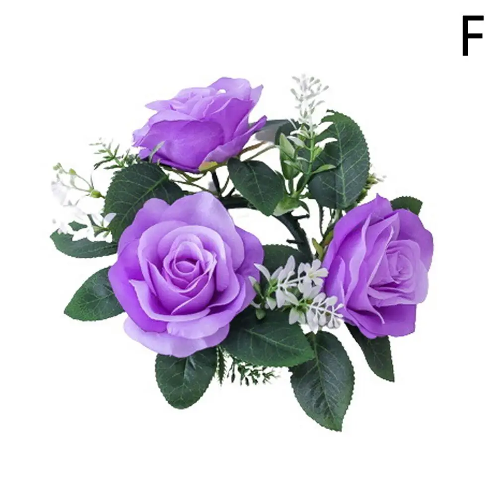 Ślub Świąteczny Świecznik Wieniec Sztuczna Róża Centerpieces Decor Home Wedding Wedding Party Garland Table Candle I2m3