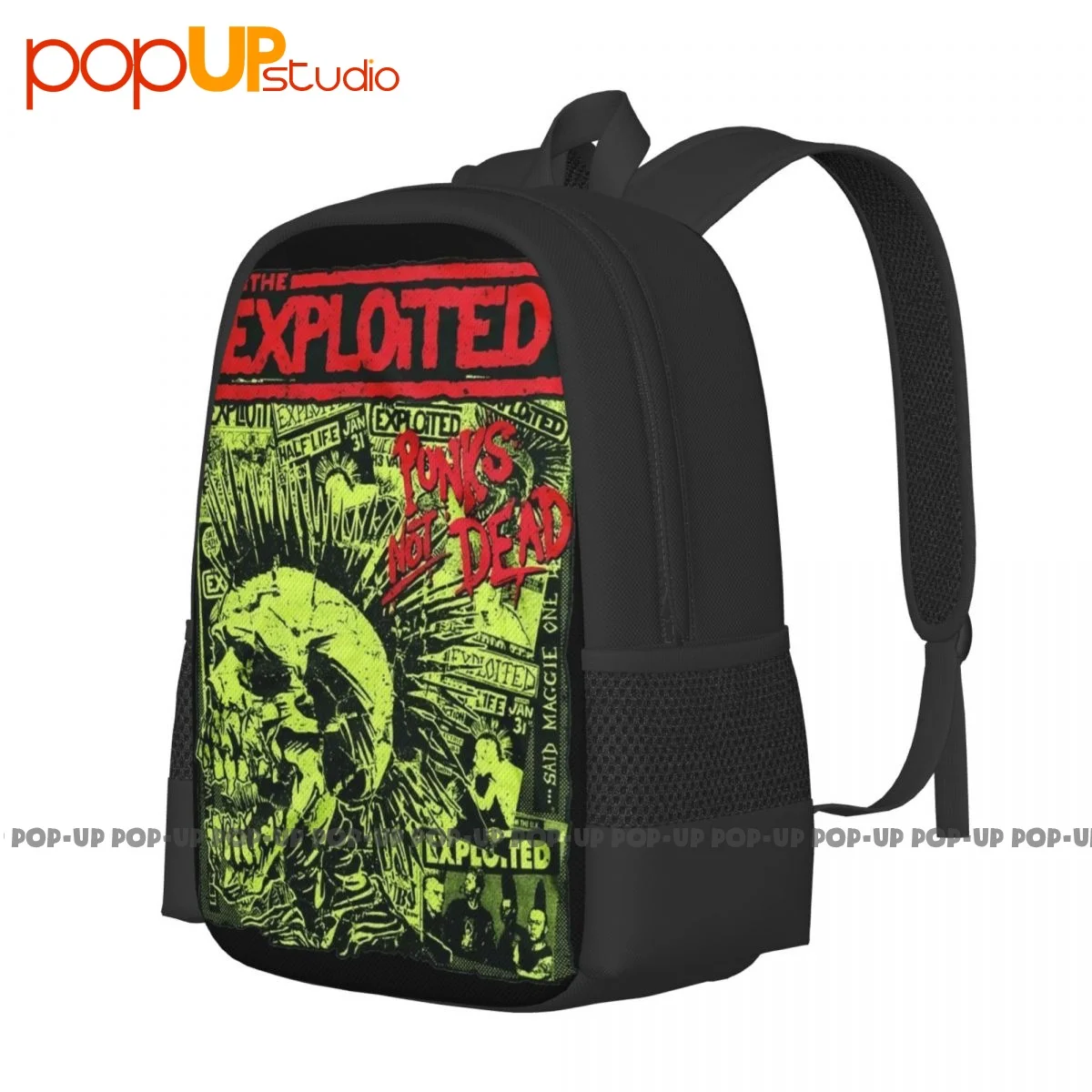 The Exploited Punks Not Dead Punk Metal Rock Thrash Band Backpack Large Capacity Portable Storage Bag