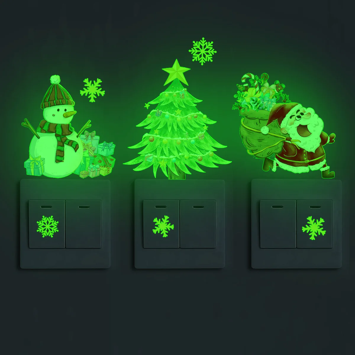 

Luminous Santa Claus Elk Snowman Switch Stickers Christmas Bedroom Living Room Switch Stickers Decorative Self-adhesive