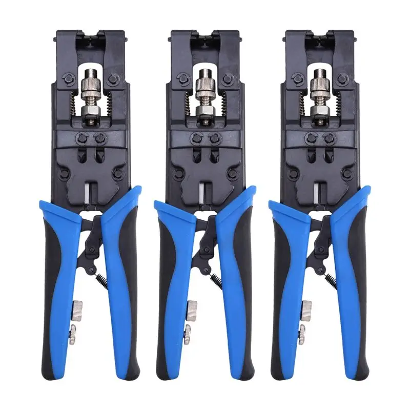 

-[Retail TX] 3Pc Durable Coax Compression Crimper Tool BNC/RCA/F Crimp Connector RG59/58/6 Cable Wire Cutter Crimping Plier