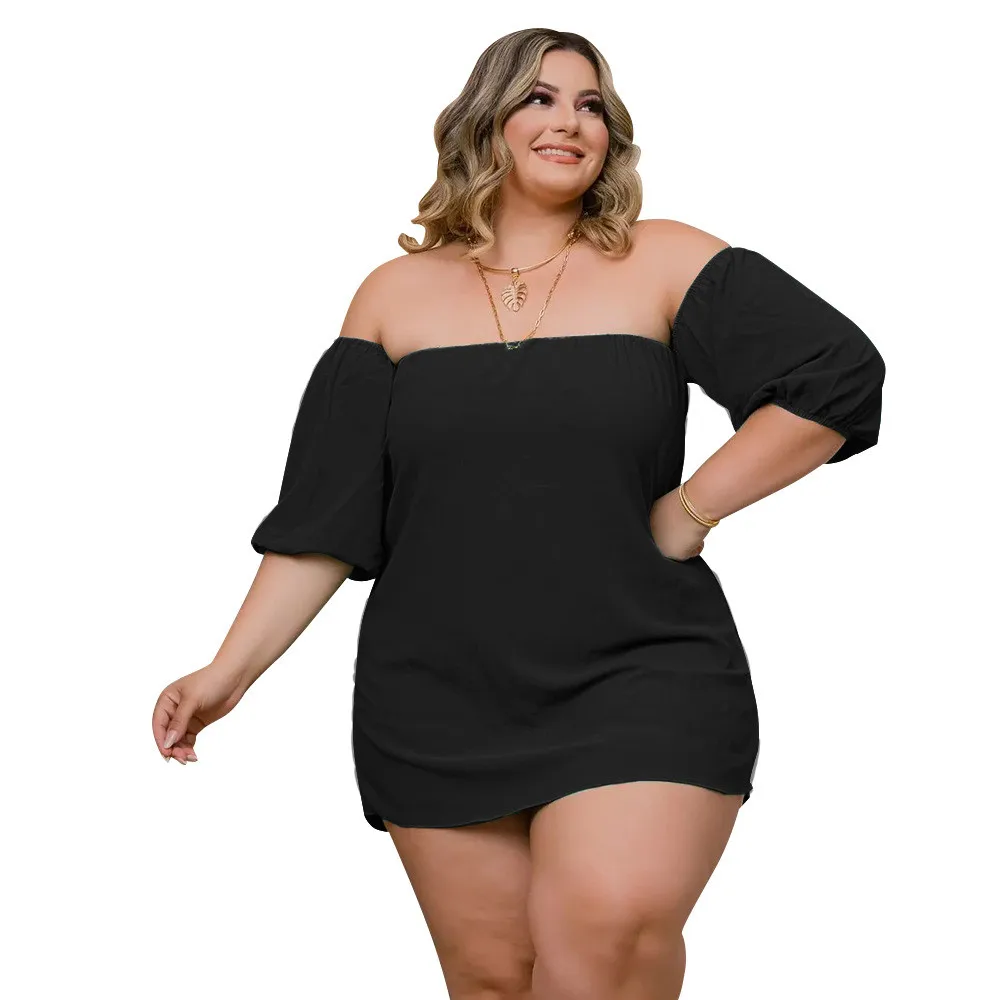 Wmstar Plus Size Women Clothing Shorts Sets Two Piece Solid Off Shoulder Crop Top and Pants Matching Suit Wholesale Dropshipping