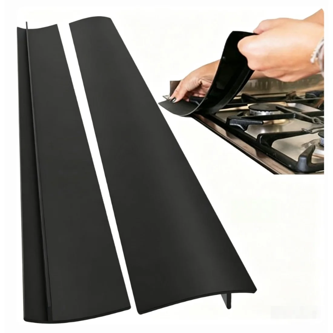 2pcs T-Shaped Silicone Stove Gap Covers Heat Resistant Flexible Kitchen Gap Filler Seals for Gaps between Counter And Stovetop