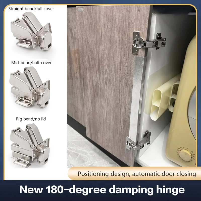 

1Pcs Large Wardrobe Door Opening 180 Degree Hinge Cabinet Door Large Angle Buffer Hinge 175 Degree Buffer Damping Hinge Hardware