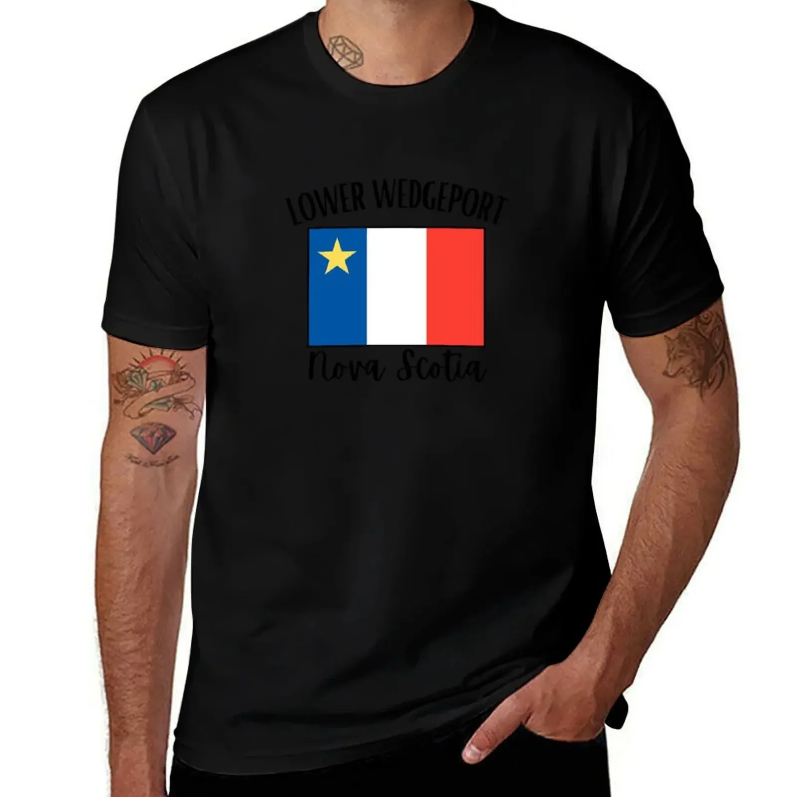 

Lower Wedgeport Acadian Flag T-Shirt custom t shirt anime figures compression shirt men