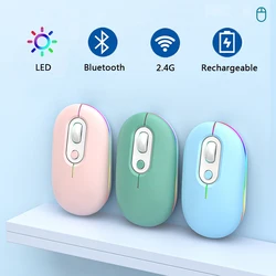 Rechargeable Bluetooth Wireless Mouse with 2.4GHz USB RGB 1600DPI Mice for Computer Laptop Tablet PC Macbook Gaming Mouse Gamer